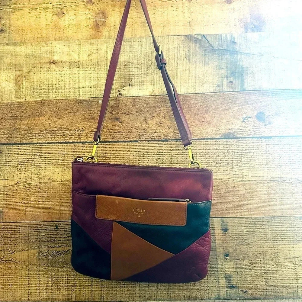 Fossil Amanda Leather Patchwork Crossbody - image 1